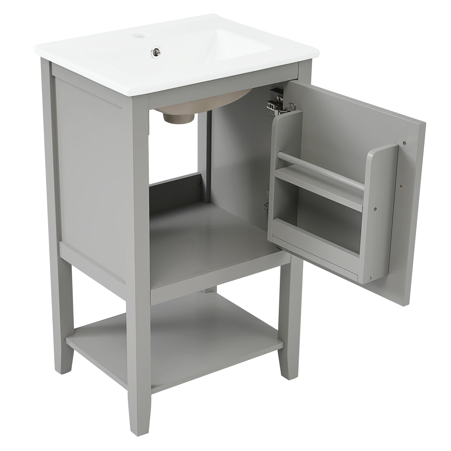 VanityFus 20-in Gray Bathroom Vanity Single Sink Combo Ceramic Top 1 Soft Close Door Undermount