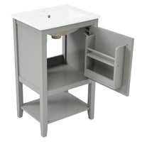 VanityFus 20-in Gray Bathroom Vanity Single Sink Combo Ceramic Top 1 Soft Close Door Undermount