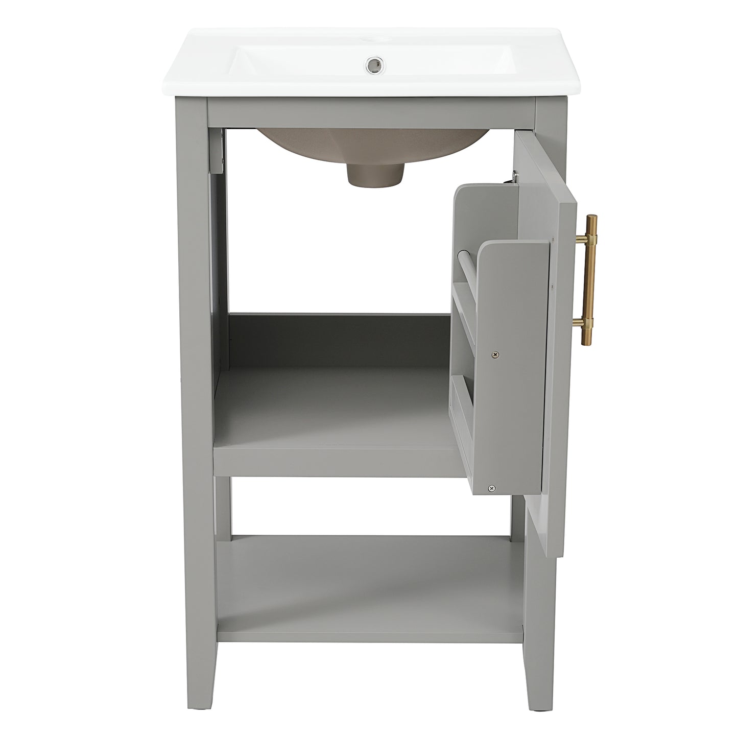 VanityFus 20-in Gray Bathroom Vanity Single Sink Combo Ceramic Top 1 Soft Close Door Undermount