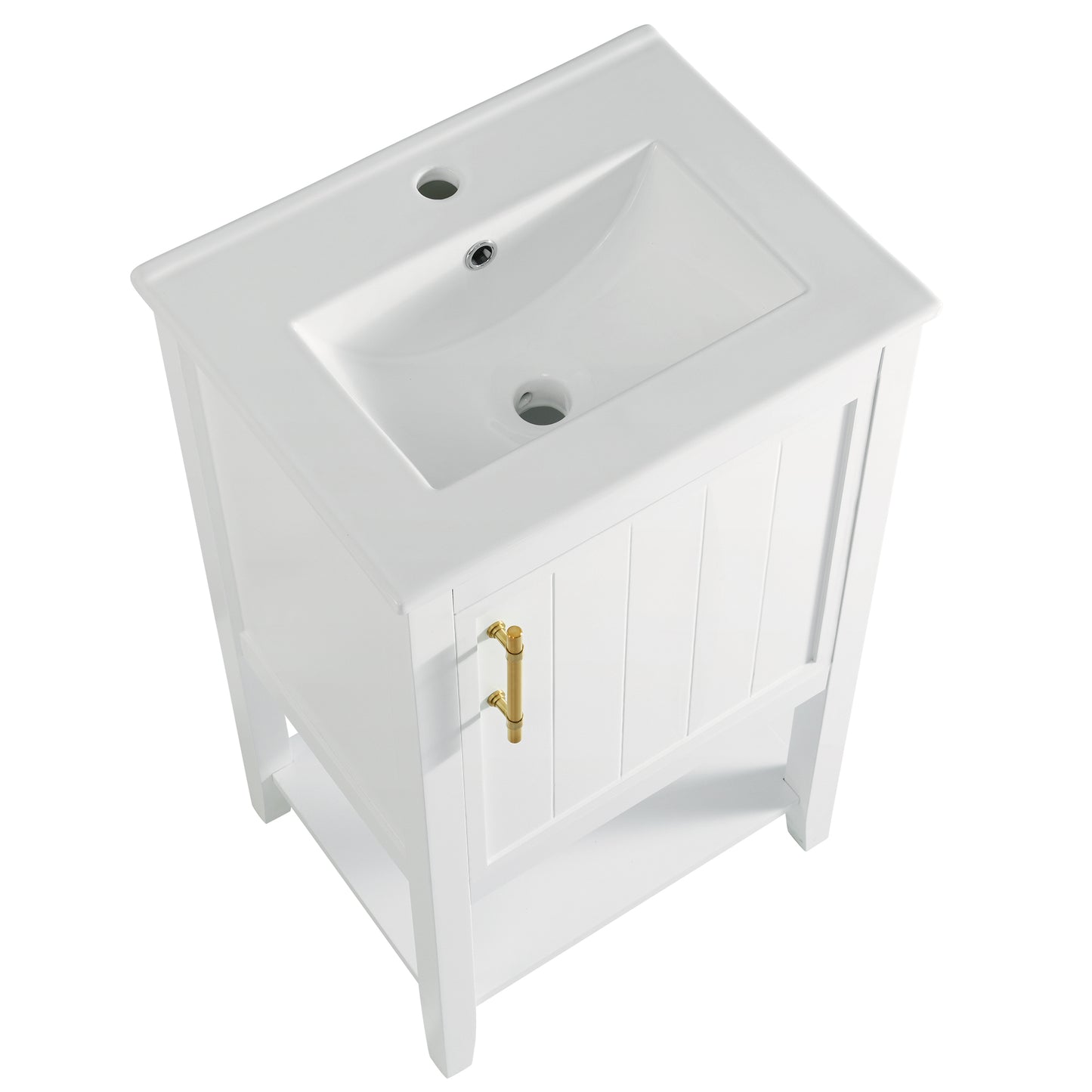 VanityFus 20-in White Bathroom Vanity Single Sink Combo Ceramic Top 1 Soft Close Door Undermount