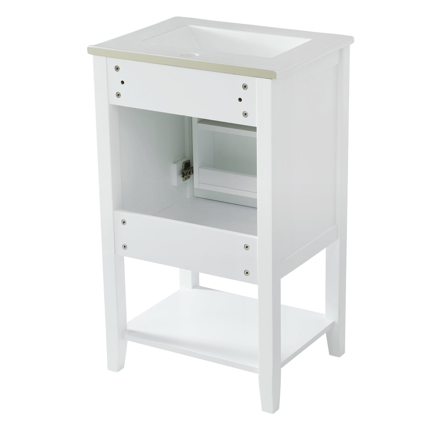 VanityFus 20-in White Bathroom Vanity Single Sink Combo Ceramic Top 1 Soft Close Door Undermount