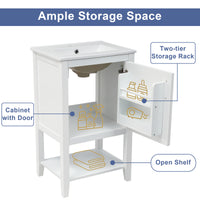 VanityFus 20-in White Bathroom Vanity Single Sink Combo Ceramic Top 1 Soft Close Door Undermount