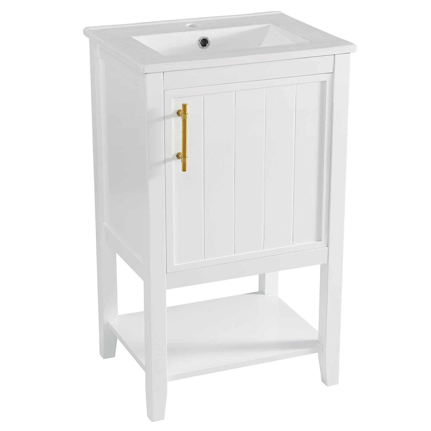 VanityFus 20-in White Bathroom Vanity Single Sink Combo Ceramic Top 1 Soft Close Door Undermount