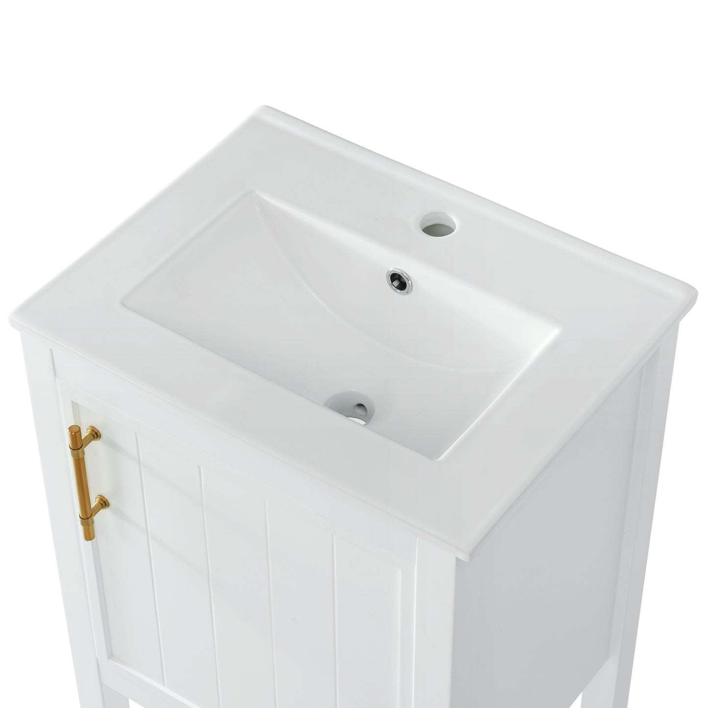 VanityFus 20-in White Bathroom Vanity Single Sink Combo Ceramic Top 1 Soft Close Door Undermount