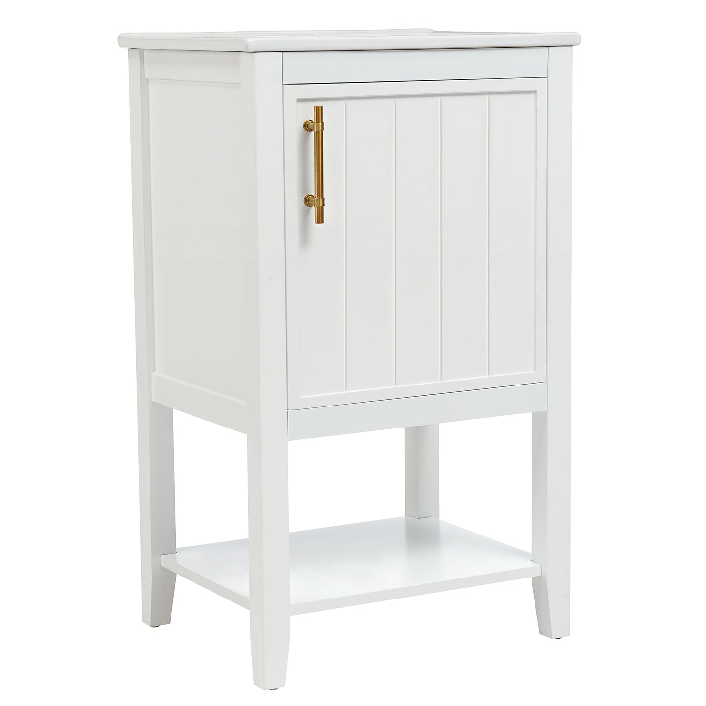 VanityFus 20-in White Bathroom Vanity Single Sink Combo Ceramic Top 1 Soft Close Door Undermount