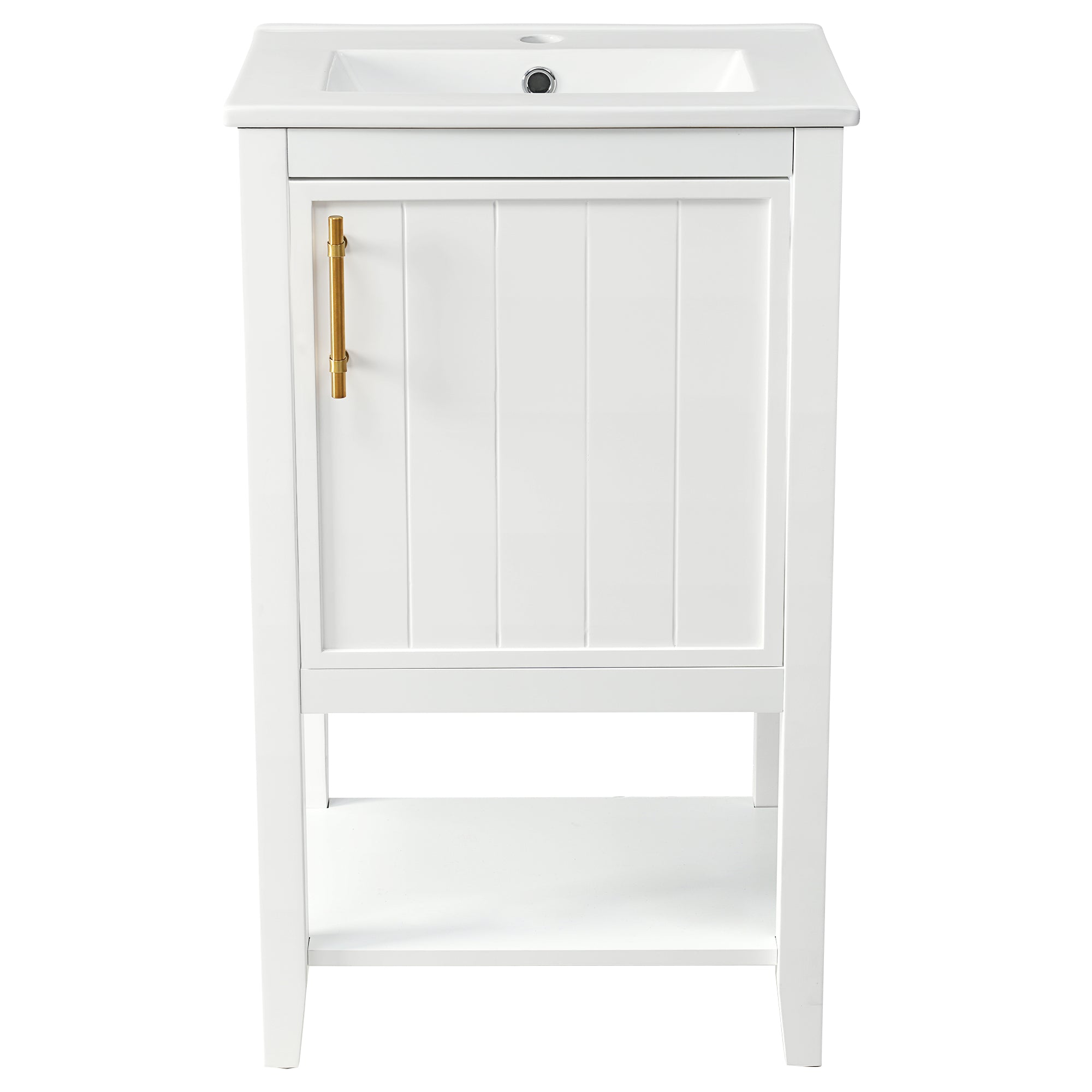 VanityFus 20-in White Bathroom Vanity Single Sink Combo Ceramic Top 1 Soft Close Door Undermount