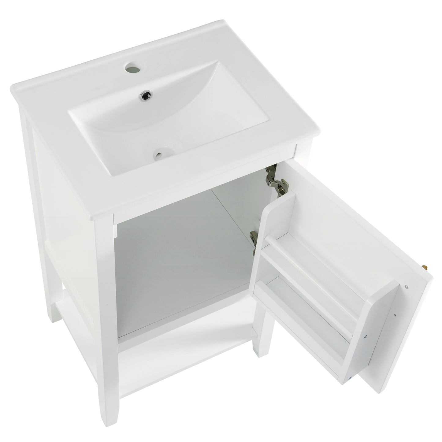 VanityFus 20-in White Bathroom Vanity Single Sink Combo Ceramic Top 1 Soft Close Door Undermount