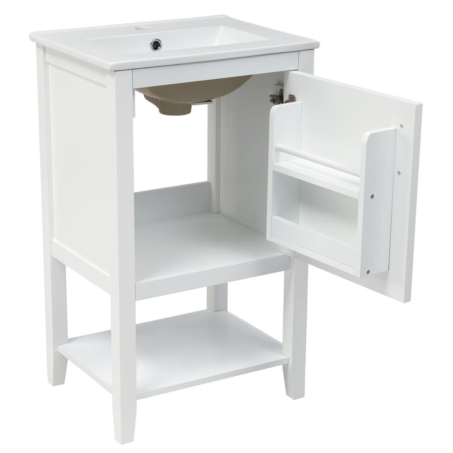 VanityFus 20-in White Bathroom Vanity Single Sink Combo Ceramic Top 1 Soft Close Door Undermount