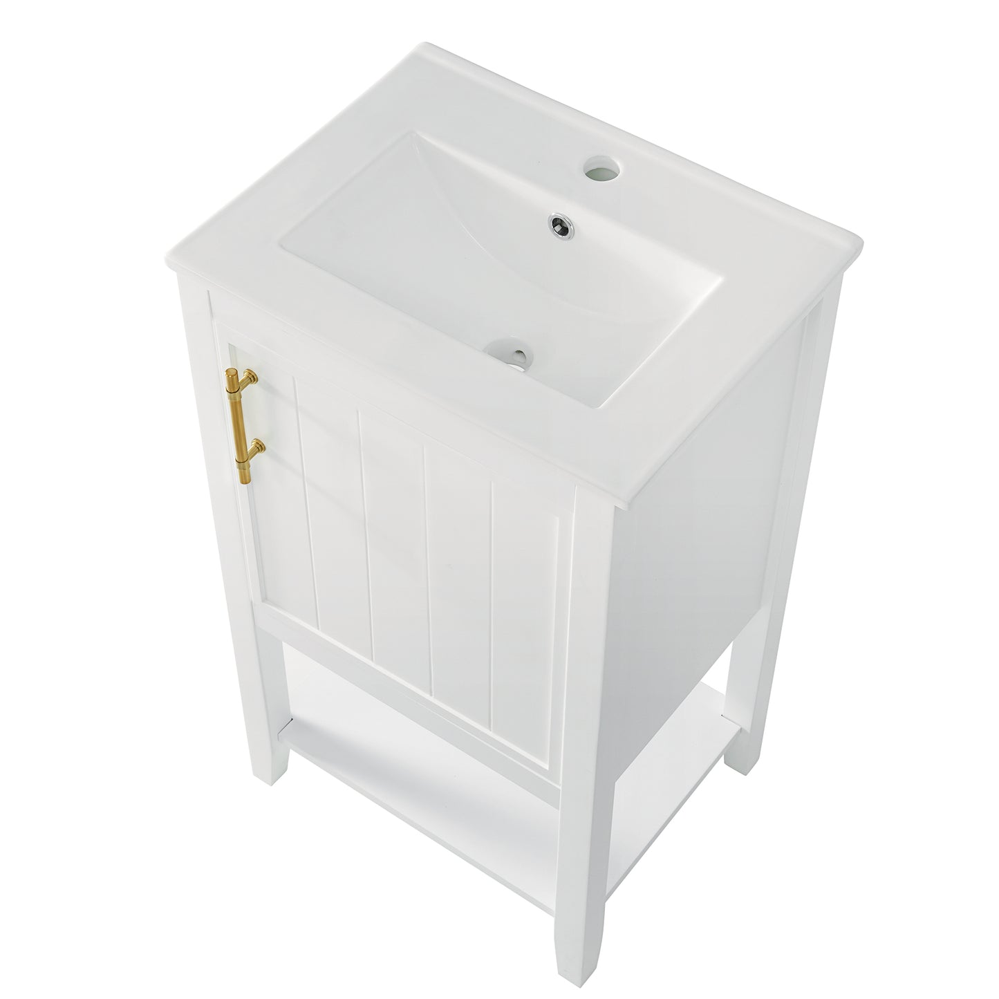 VanityFus 20-in White Bathroom Vanity Single Sink Combo Ceramic Top 1 Soft Close Door Undermount