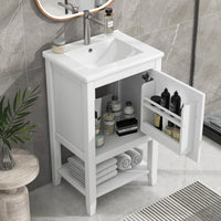 VanityFus 20-in White Bathroom Vanity Single Sink Combo Ceramic Top 1 Soft Close Door Undermount