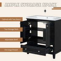 VanityFus 28.6-in Black Bathroom Vanity Single Sink Combo Undermount with Ceramic Top 2 doors 1 drawer