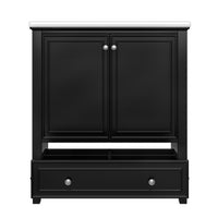 VanityFus 28.6-in Black Bathroom Vanity Single Sink Combo Undermount with Ceramic Top 2 doors 1 drawer