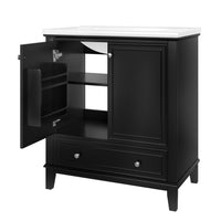 VanityFus 28.6-in Black Bathroom Vanity Single Sink Combo Undermount with Ceramic Top 2 doors 1 drawer