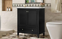 VanityFus 28.6-in Black Bathroom Vanity Single Sink Combo Undermount with Ceramic Top 2 doors 1 drawer