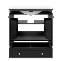 VanityFus 28.6-in Black Bathroom Vanity Single Sink Combo Undermount with Ceramic Top 2 doors 1 drawer