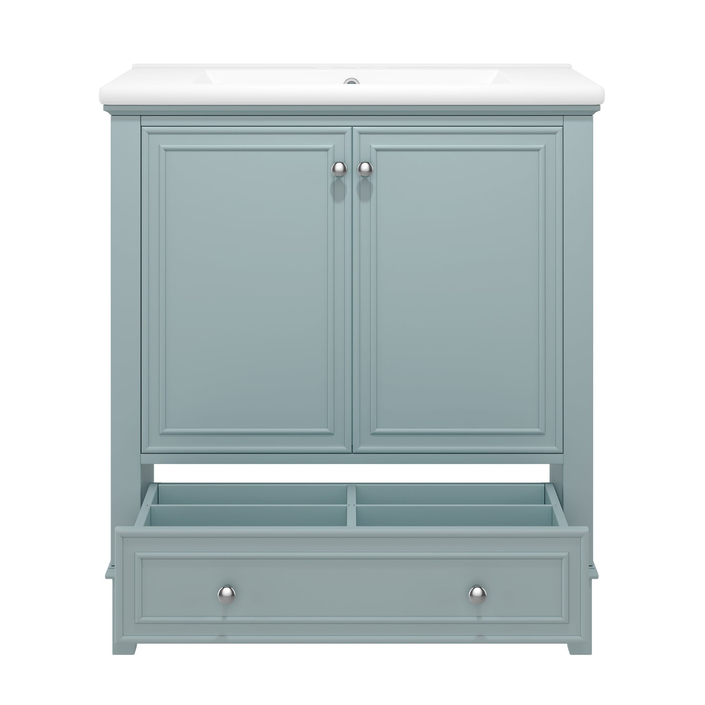 VanityFus 28.6-in Green Bathroom Vanity Single Sink Combo Undermount with Ceramic Top 2 doors 1 drawer