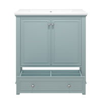 VanityFus 28.6-in Green Bathroom Vanity Single Sink Combo Undermount with Ceramic Top 2 doors 1 drawer