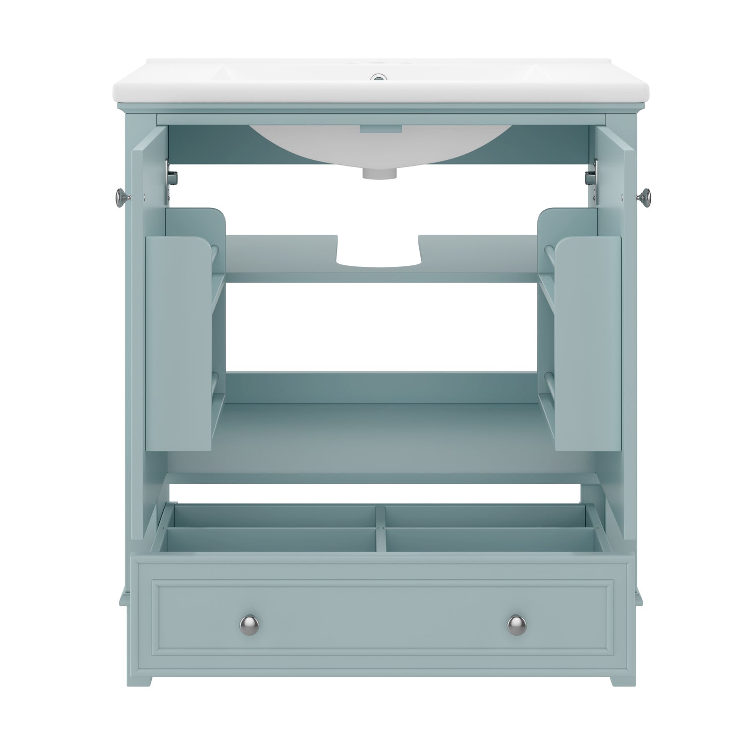 VanityFus 28.6-in Green Bathroom Vanity Single Sink Combo Undermount with Ceramic Top 2 doors 1 drawer