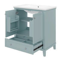 VanityFus 28.6-in Green Bathroom Vanity Single Sink Combo Undermount with Ceramic Top 2 doors 1 drawer