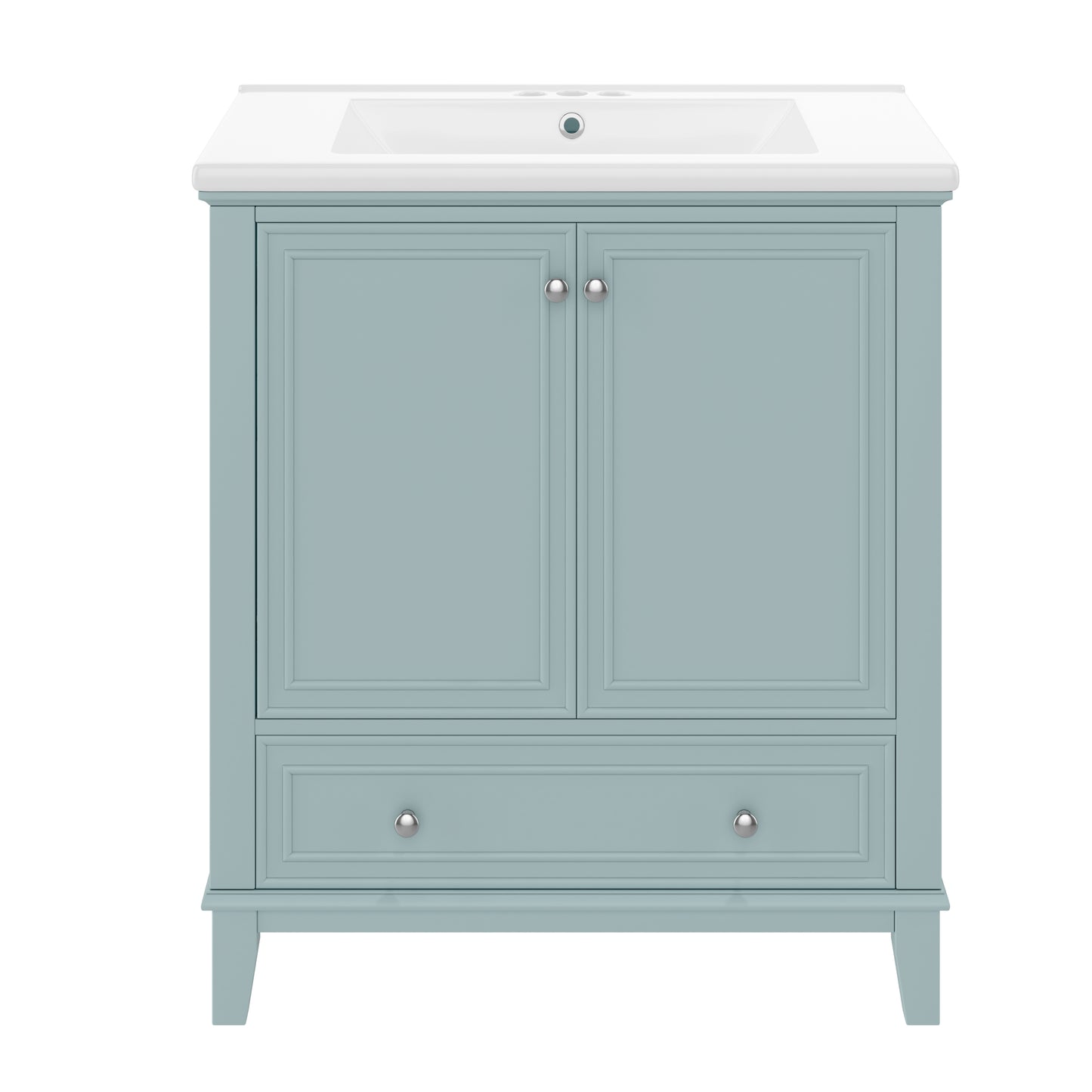 VanityFus 28.6-in Green Bathroom Vanity Single Sink Combo Undermount with Ceramic Top 2 doors 1 drawer