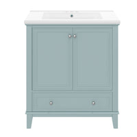 VanityFus 28.6-in Green Bathroom Vanity Single Sink Combo Undermount with Ceramic Top 2 doors 1 drawer
