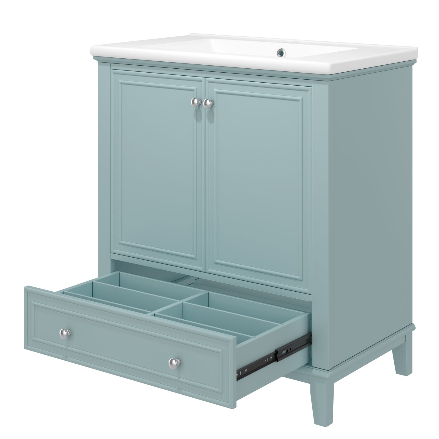VanityFus 28.6-in Green Bathroom Vanity Single Sink Combo Undermount with Ceramic Top 2 doors 1 drawer