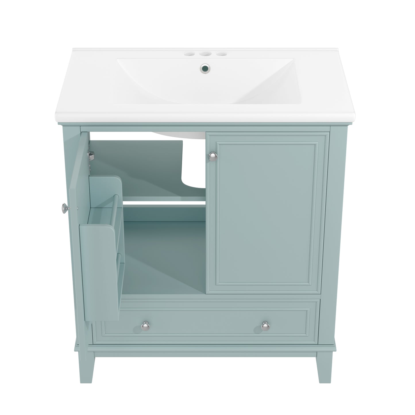 VanityFus 28.6-in Green Bathroom Vanity Single Sink Combo Undermount with Ceramic Top 2 doors 1 drawer