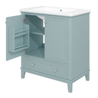 VanityFus 28.6-in Green Bathroom Vanity Single Sink Combo Undermount with Ceramic Top 2 doors 1 drawer