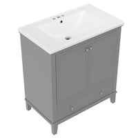 VanityFus 28.6-in Gray Bathroom Vanity Single Sink Combo Undermount with Ceramic Top 2 doors 1 drawer