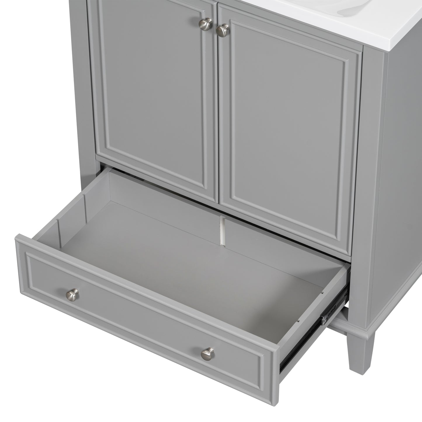 VanityFus 28.6-in Gray Bathroom Vanity Single Sink Combo Undermount with Ceramic Top 2 doors 1 drawer