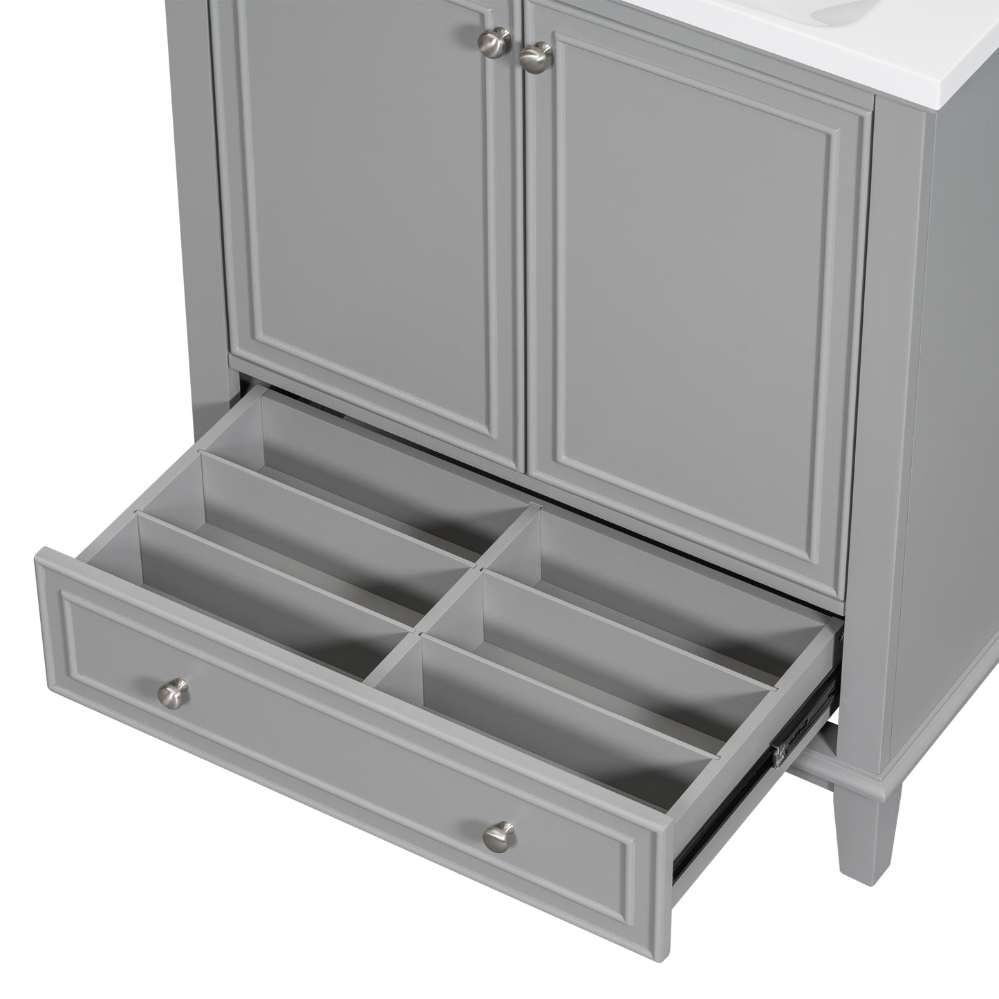 VanityFus 28.6-in Gray Bathroom Vanity Single Sink Combo Undermount with Ceramic Top 2 doors 1 drawer
