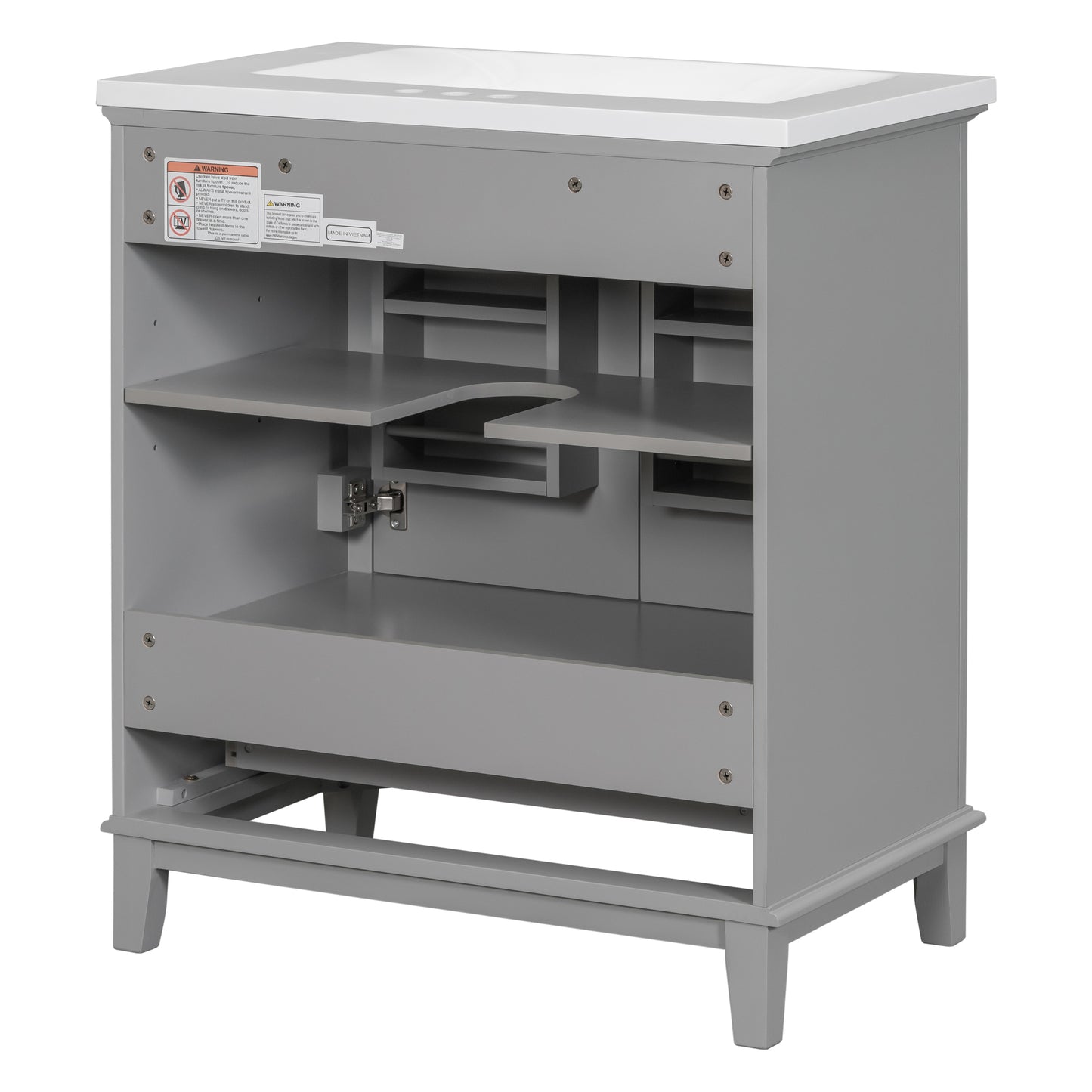 VanityFus 28.6-in Gray Bathroom Vanity Single Sink Combo Undermount with Ceramic Top 2 doors 1 drawer