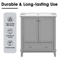 VanityFus 28.6-in Gray Bathroom Vanity Single Sink Combo Undermount with Ceramic Top 2 doors 1 drawer