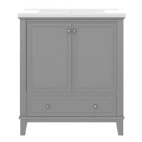 VanityFus 28.6-in Gray Bathroom Vanity Single Sink Combo Undermount with Ceramic Top 2 doors 1 drawer