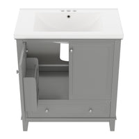 VanityFus 28.6-in Gray Bathroom Vanity Single Sink Combo Undermount with Ceramic Top 2 doors 1 drawer