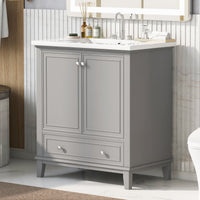 VanityFus 28.6-in Gray Bathroom Vanity Single Sink Combo Undermount with Ceramic Top 2 doors 1 drawer