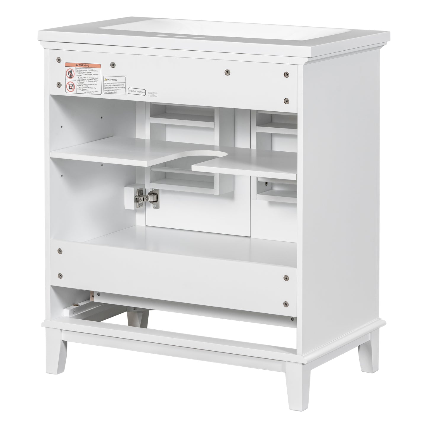 VanityFus 28.6-in White Bathroom Vanity Single Sink Combo Undermount with Ceramic Top 2 doors 1 drawer