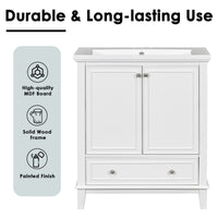 VanityFus 28.6-in White Bathroom Vanity Single Sink Combo Undermount with Ceramic Top 2 doors 1 drawer