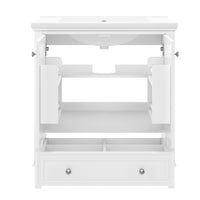VanityFus 28.6-in White Bathroom Vanity Single Sink Combo Undermount with Ceramic Top 2 doors 1 drawer
