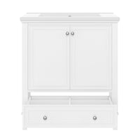 VanityFus 28.6-in White Bathroom Vanity Single Sink Combo Undermount with Ceramic Top 2 doors 1 drawer