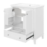 VanityFus 28.6-in White Bathroom Vanity Single Sink Combo Undermount with Ceramic Top 2 doors 1 drawer