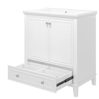 VanityFus 28.6-in White Bathroom Vanity Single Sink Combo Undermount with Ceramic Top 2 doors 1 drawer