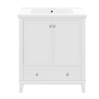 VanityFus 28.6-in White Bathroom Vanity Single Sink Combo Undermount with Ceramic Top 2 doors 1 drawer