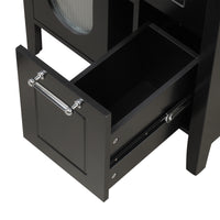 VanityFus 24-in Black Bathroom Vanity Single Sink Combo Ceramic Top 1  Glass door 2 drawers Undermount Adjustable Shelves