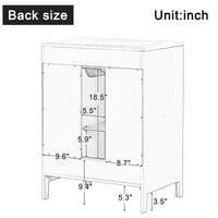 VanityFus 24-in Black Bathroom Vanity Single Sink Combo Ceramic Top 1  Glass door 2 drawers Undermount Adjustable Shelves