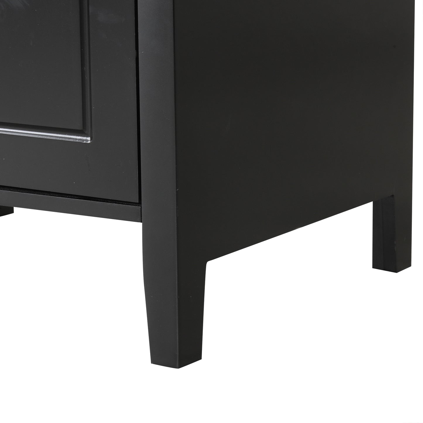 VanityFus 24-in Black Bathroom Vanity Single Sink Combo Ceramic Top 1  Glass door 2 drawers Undermount Adjustable Shelves