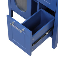 VanityFus 24-in Blue Bathroom Vanity Single Sink Combo Ceramic Top 1  Glass door 2 drawers Undermount Adjustable Shelves