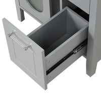 VanityFus 24-in Gray Bathroom Vanity Single Sink Combo Ceramic Top 1  Glass door 2 drawers Undermount Adjustable Shelves