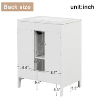 VanityFus 24-in White Bathroom Vanity Single Sink Combo Ceramic Top 1 Glass door 2 drawers Undermount Adjustable Shelves