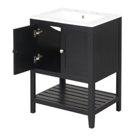 VanityFus 24-in Black Bathroom Vanity Single Sink Combo Ceramic Top 1 door Undermount
